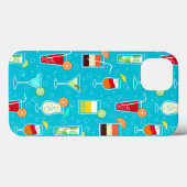 Cocktail Pattern op Blauwgroen achtergrond Case-Mate iPhone Case (Achterkant (horizontaal))