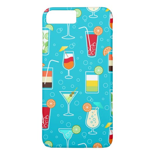 Cocktail Pattern op Blauwgroen achtergrond Case-Mate iPhone Case (Achterkant)