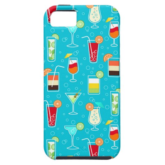 Cocktail Pattern op Blauwgroen achtergrond Case-Mate iPhone Case (Achterkant)