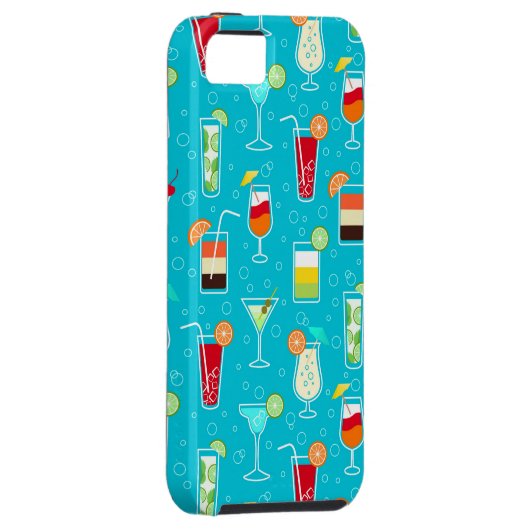 Cocktail Pattern op Blauwgroen achtergrond Case-Mate iPhone Case (Back/Rechts)