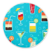 Cocktail Pattern op Blauwgroen achtergrond Keramische Knop (Voorkant)