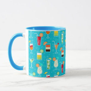 Cocktail Pattern op Blauwgroen achtergrond Mok