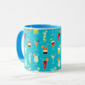 Cocktail Pattern op Blauwgroen achtergrond Mok (Voorkant links)