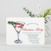 Cocktail Pine Tree Branches Christmas Corporate Kaart (Staand voorkant)