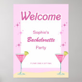 Cocktail Pink Party Bachelorette Affiche de bienve (Devant)