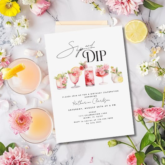 Cocktail Pool Party Anniversaire Invitation