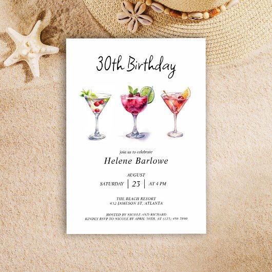 Cocktail Pool Party Verjaardag Kaart