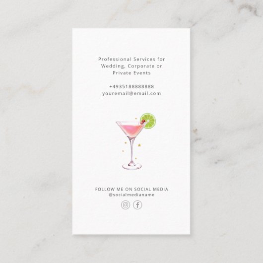Cocktail Professional Bartender Carte de visite (Dos)