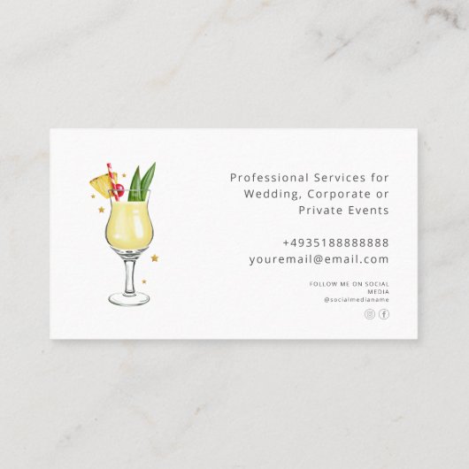 Cocktail Professional Bartender Carte de visite (Dos)