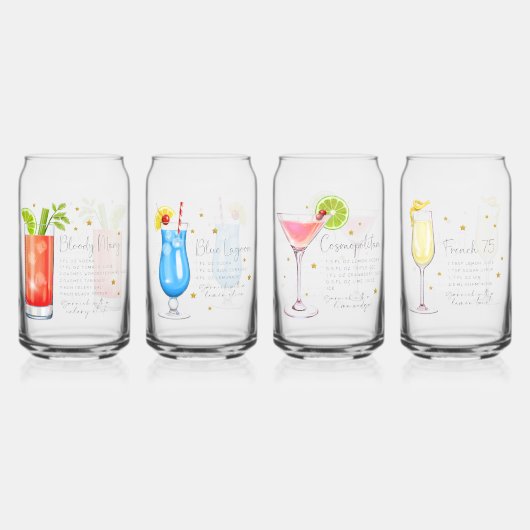 Cocktail Receptenset 1 Blikvorm Glas (Voorkant)