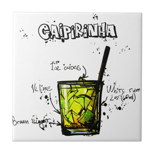 Cocktail Recipe Caipirinia Tegeltje (Voorkant)