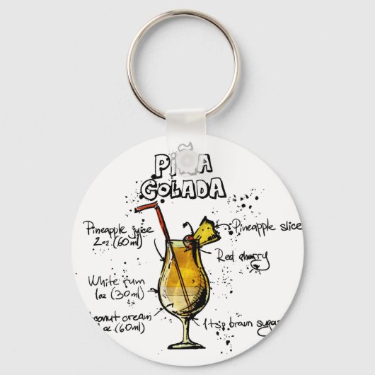 Cocktail Recipe Pina Colada Sleutelhanger (Voorkant)