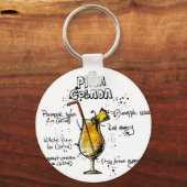 Cocktail Recipe Pina Colada Sleutelhanger (Voorkant)