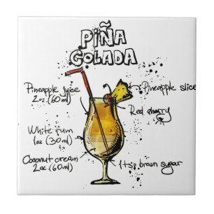 Cocktail Recipe Pina Colada Tegeltje