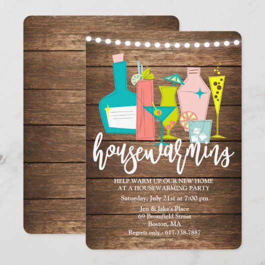 Cocktail Retro Boissons Invitation au réchauffemen (Devant / Derrière)