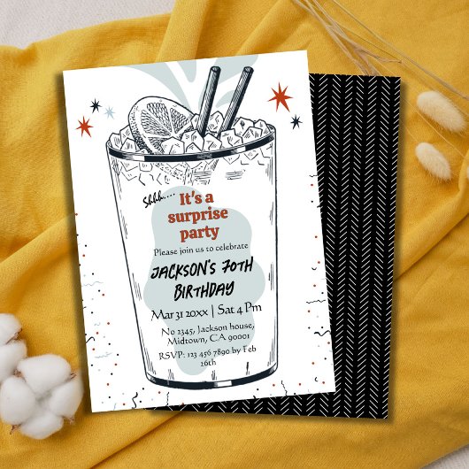 Cocktail retro drink thema 70e surprise Verjaardag Kaart