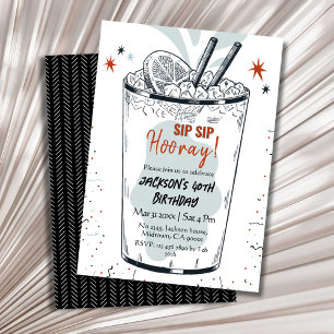 Cocktail retro drink thema stijlvolle 40e verjaard kaart