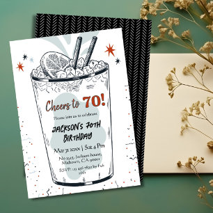 Cocktail retro drink thema stijlvolle 70ste verjaa kaart