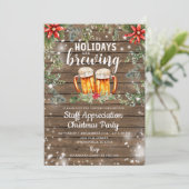 Cocktail Rustic Wood Kerstfeest voor het personeel Kaart (Staand voorkant)