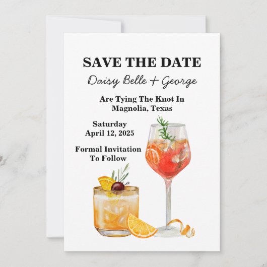 Cocktail Save The Date Trouw Uitnodiging (Voorkant)