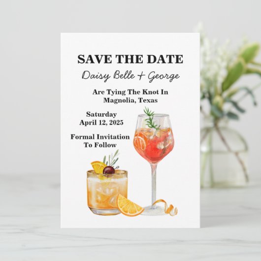 Cocktail Save the Date Verloving Uitnodiging (Staand voorkant)