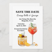 Cocktail Save the Date Verloving Uitnodiging (Voorkant / Achterkant)