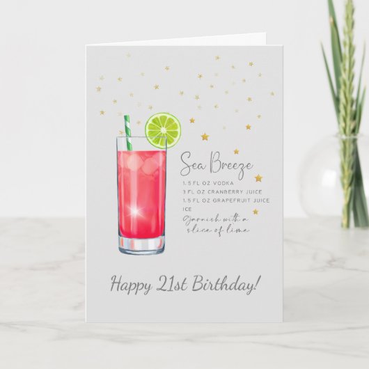 Cocktail Sea Breeze 21e Bonne carte d'anniversaire (Devant)