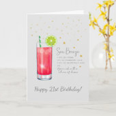 Cocktail Sea Breeze 21e Bonne carte d'anniversaire (Fleur jaune)