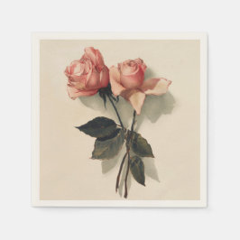 Cocktail servet papier met  Roze Rozen