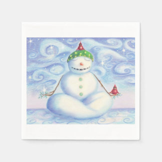 Cocktail servetten met Yoga Snowman