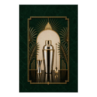 Cocktail Shaker Art Deco Poster | Bar Kunst Perfect Poster