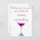 Cocktail simple et élégant Invitation 21e annivers (Devant / Derrière)