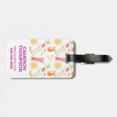 Cocktail Sketch Patroon | Monogram Bagagelabel (Achterkant horizontaal)