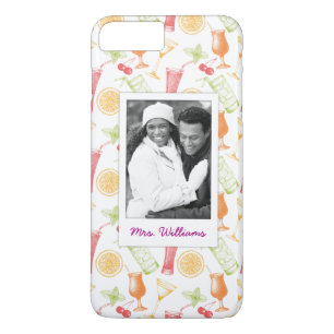 Cocktail Sketch Patroon   Monogram iPhone 8 Plus / 7 Plus Hoesje