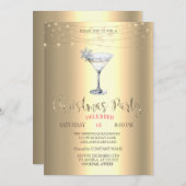 Cocktail Snowflake String Lights Gold Christmas Kaart (Voorkant / Achterkant)