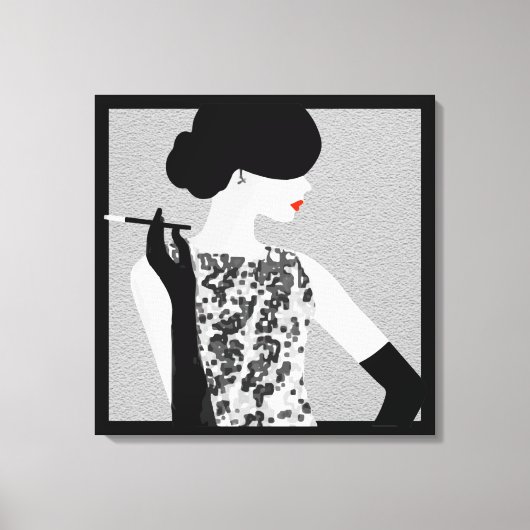 Cocktail Soiree Mode Silhouette Wall Art Canvas Afdruk (Voorkant)