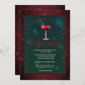 Cocktail, Sterren Rode Glitter Kaart (Voorkant / Achterkant)