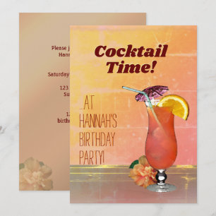 Cocktail Time. Birthday Uitnodiging