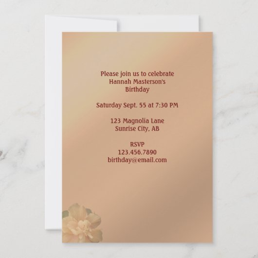 Cocktail Time ! Invitation d'anniversaire (Dos)