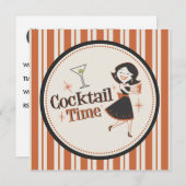 Cocktail Time Invitation - Stripes Kaart (Voorkant / Achterkant)