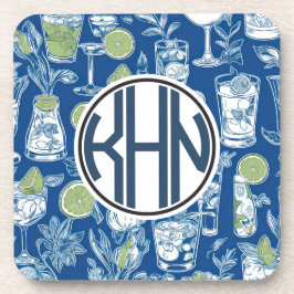 Cocktail toile monogram onderzetters