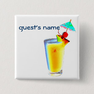 Cocktail Umbrella Drink name badge Vierkante Button 5,1 Cm