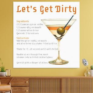 Cocktail uur Laten we vies Martini recept Canvas Afdruk