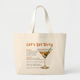 Cocktail uur Laten we vies Martini recept Grote Tote Bag
