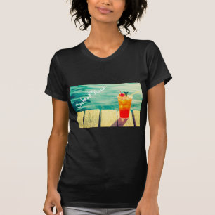 Cocktail uur slogan Retro cocktail sunset bar T-shirt