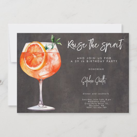 Cocktail verjaardagsfeestje waterverf kaart (Voorkant)