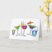 COCKTAIL VERRES GREETING ou CARTE DE REMARQUE (Fleur jaune)