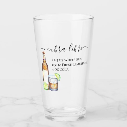 Cocktail Waterverf Ontvang gemengde Drinken Rum Glas (Voorkant)