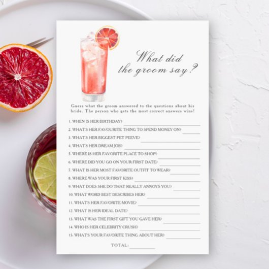 Cocktail - What did the groom say bridal game