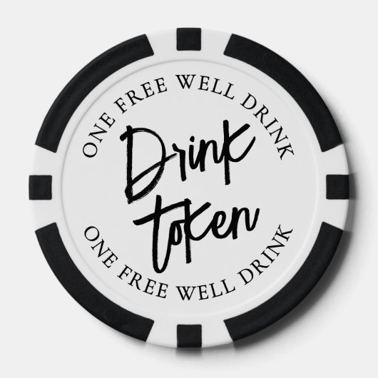 Cocktail zwart wit bruiloft Drink Poker Chips (Voorkant)
